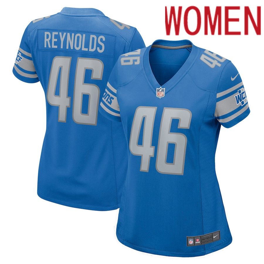 Women Detroit Lions #46 Craig Reynolds Nike Blue Game Player NFL Jersey->women nfl jersey->Women Jersey